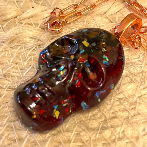 Dichroic Glass Skull Pendants - Picture 10 of 14